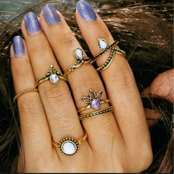 Buckle Jewelry - NWT boho 8pc Buckle Ring Gold Set Buckle Jewelry - NWT boho 8pc Buckle Ring Gold Set